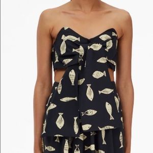 NWT Tibi Poisson Print Strapless Tie Bralette